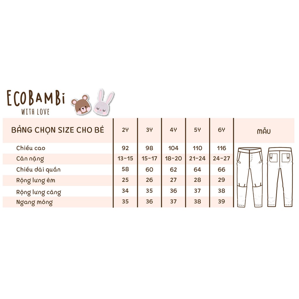 Quần bé trai ráp gối tencel denim Ecobambi