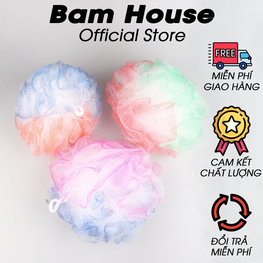 Bộ 3 bông tắm tròn Bam House tạo bọt tốt cao cấp BTT02 – Gia dụng bếp