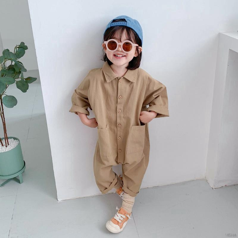 Jumpsuit Denim Phối Nút Dành Cho Bé