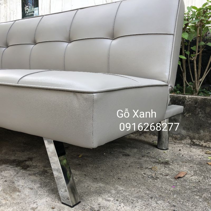 Sofa Bed bọc da màu xám độc đáo - Ghế có thể dùng làm giường ngủ