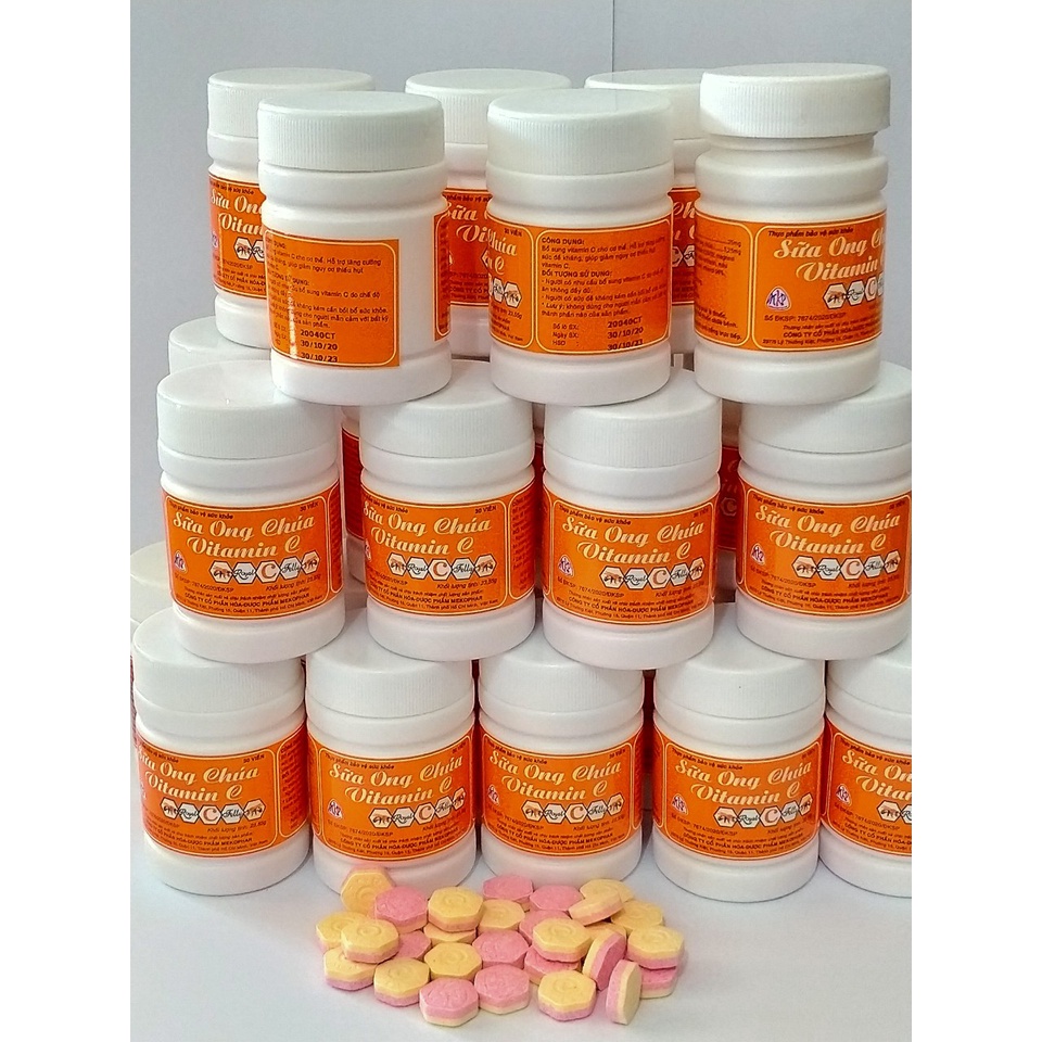 Viên kẹo  ngậm SỮA ONG CHÚA VITAMIN C Lọ 30 viên hỗ trợ tang cường sức đề kháng cho cơ thể