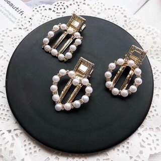 Set 3 chiếc kẹp tóc đính hạt siêu xinh hình trái tim - tròn - vuông cho chị em