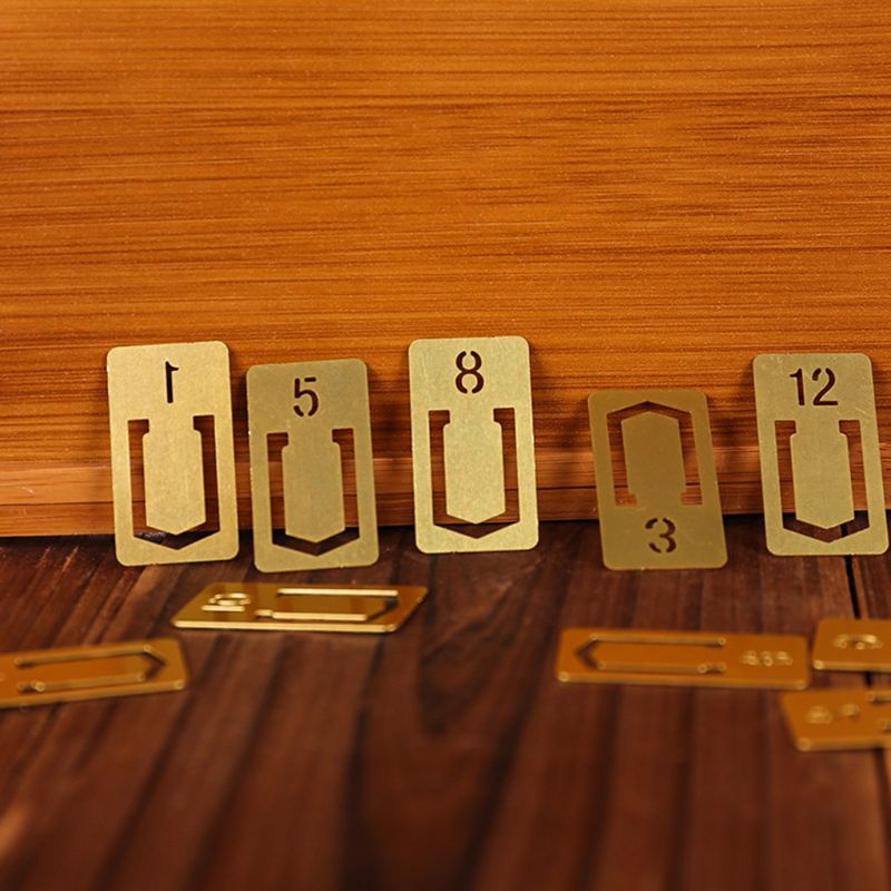 Bộ 12 Kẹp Đánh Dấu Trang Sách Bằng Đồng Thau