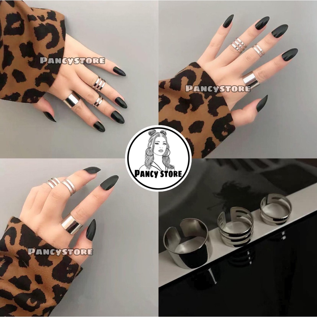 set 3 chiếc nhẫn kiểu cá tính