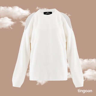 Áo len xù khoét vai trắng tingoan BABY VERSACE SWEATER/WH