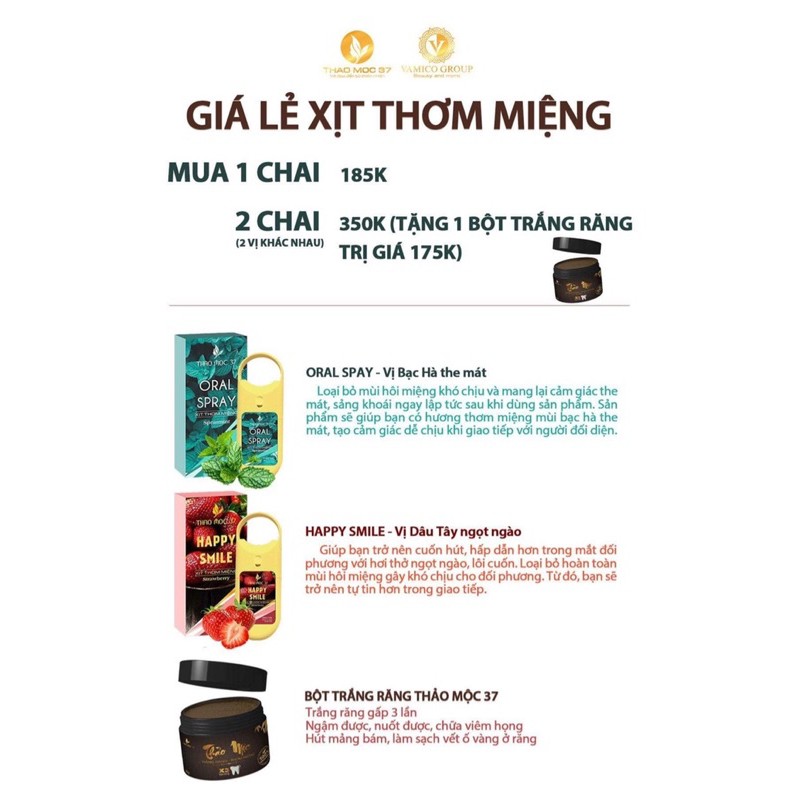 Xịt Thơm Miệng Của Thảo Mộc 37 Vị bạc hà the mát (Oral Spray)