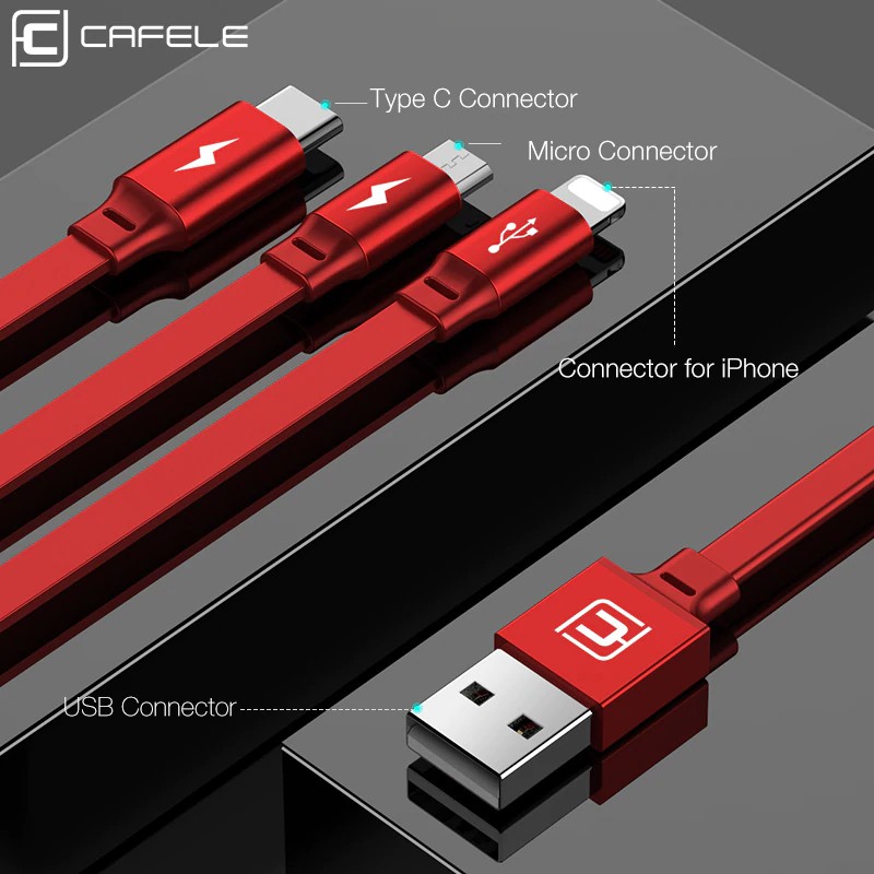 Dây cáp sạc Micro USB 3 trong 1 có thể thu gọn