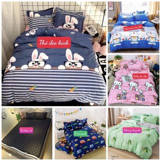 Chăn ga gối cotton poly set 5 món,kích thước 1m2,1m4,1m6,1m8,2m2, chọn mẫu Vịt vàng