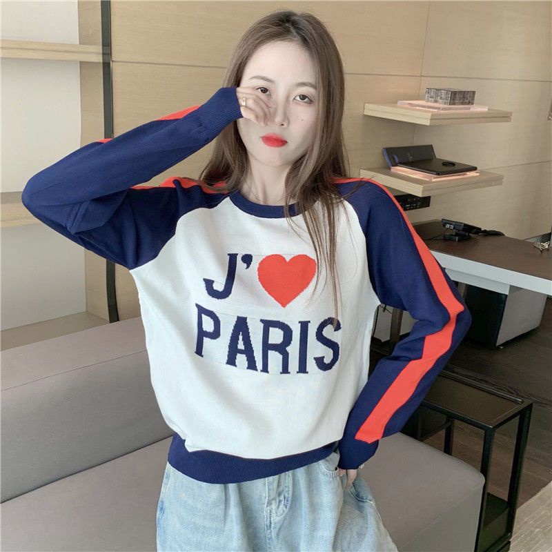 Áo Dệt Kim Dáng Rộng Thiết Kế Khóa Màu Phong Cách Mới Mùa Thu 2022 Cho Nữ