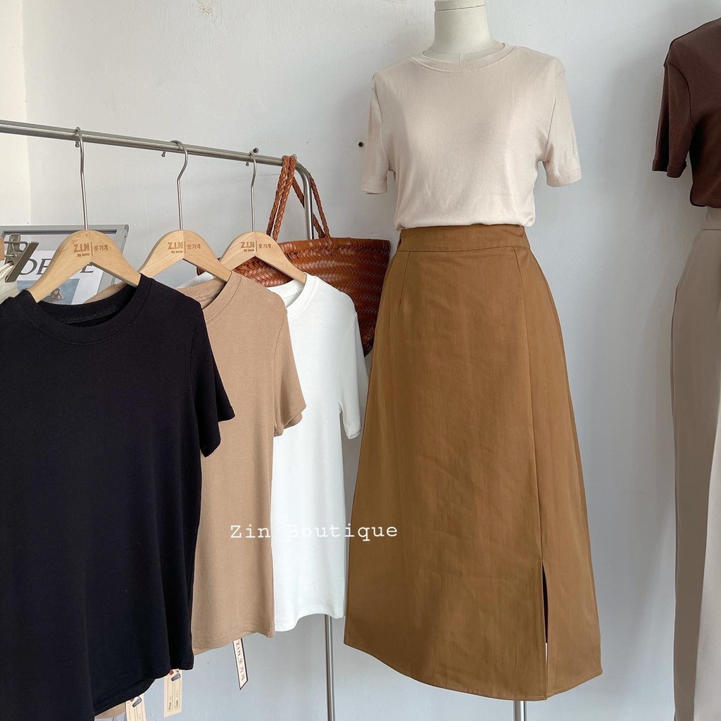 [Mã SKAMFSW175 giảm 10K đơn 50K] Áo thun gân dọc ngắn tay A3001