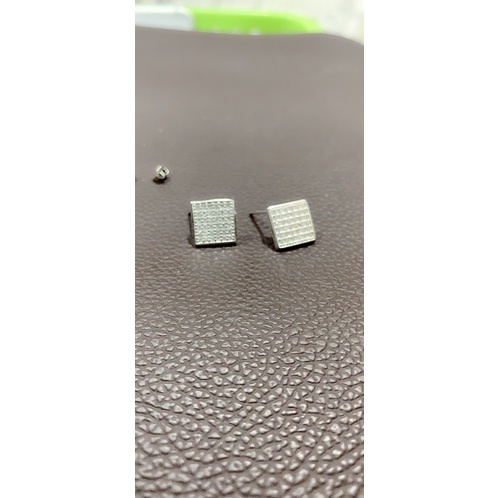 Khuyên tai nạm đá nhỏ ơi vuông bạc chuẩn đẹp NGỌC MẬU