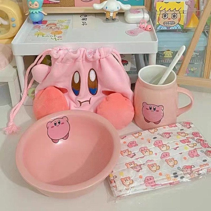Bộ đồ ăn gốm sứ in hình Kirby đáng yêu dễ thương