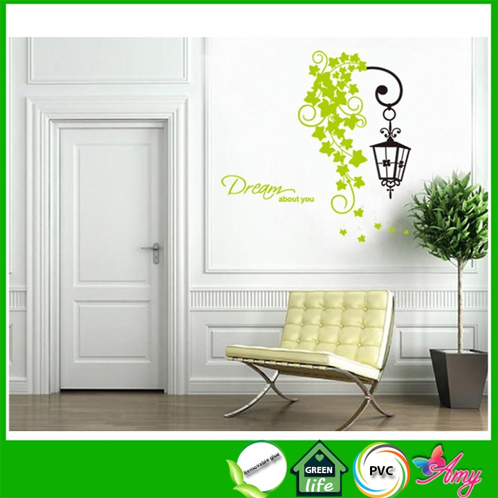 Decal dán tường [FREESHIP] Chùm lá xanh trang trí nhà cửa đẹp