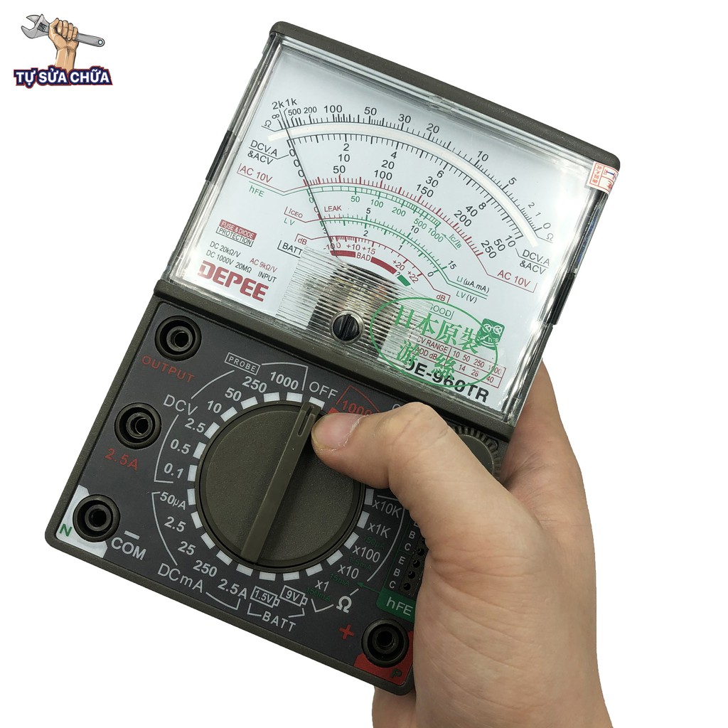 Đồng hồ vạn năng kim VOM Depee DE-960TR - Đồng hồ đo điện tặng kèm pin