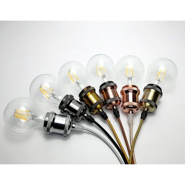 Dây Đui Đèn Thả Cổ Điển E27 1 Mét, Đui Đèn Ốp Trần Trang Trí Phòng (Chưa bóng) HL Lighitng