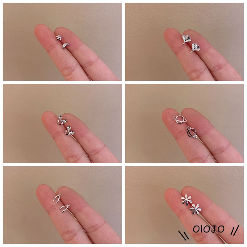 Bông tai bạc S925 hình cỏ bốn lá / trái tim thời trang Hàn Quốc cho nữ