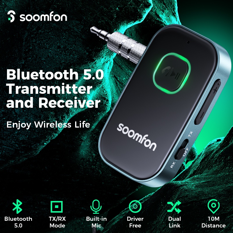 Thiết Bị Truyền Nhận Tín Hiệu Bluetooth 5.0 2 Trong 1 Tích Hợp Mic Cho Loa / TV / Điện Thoại