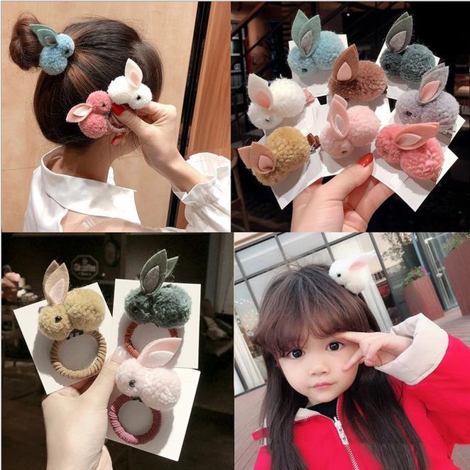 Dây Buộc Tóc Co Giãn Hình Thỏ Dễ Thương
