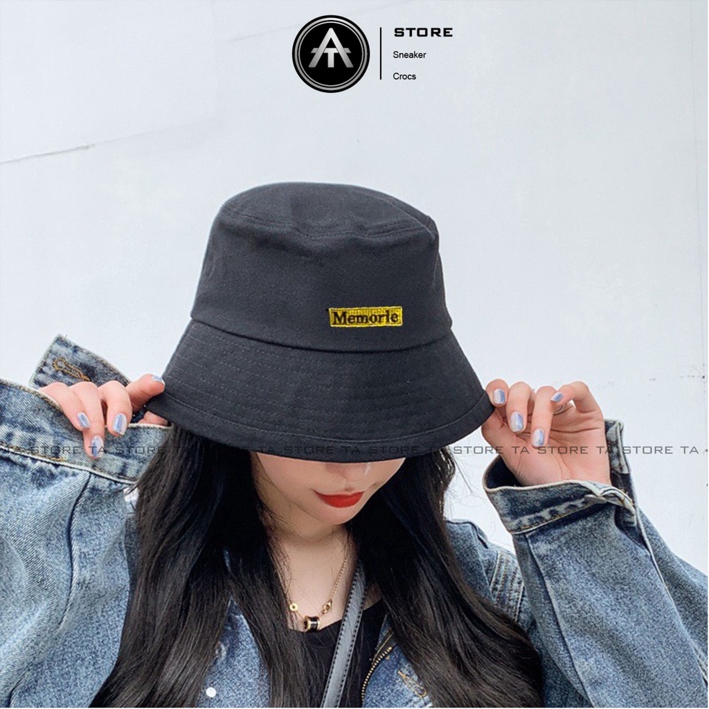 Mũ bucket thêu chữ Memorie TA Store chất nhung tăm cao cấp form unisex nam nữ