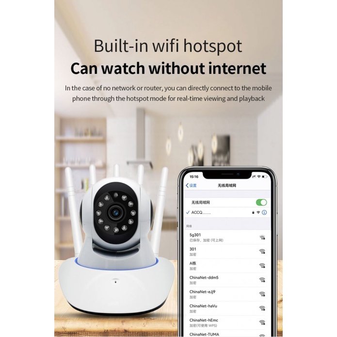 Wifi Camera Quan Sát Camera An Ninh Ip 1080P Hd Điện Thoại Từ Xa Màn Hình Kho Bán Cầu 360 &deg; Tự Động Theo Dõi Hồng Ngoại Quan Sát Ban Đêm pk Yoosee
