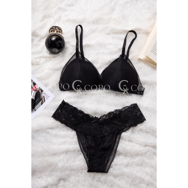 Bralette [giảm 38%] Set Đồ Lót Bralette REN Cao Cấp Thiết Kế không cọng] màu đen | BigBuy360 - bigbuy360.vn
