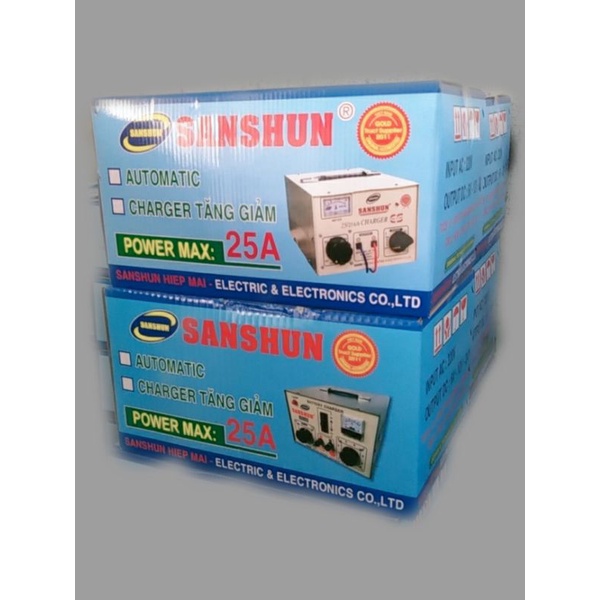 Máy Sạc Bình Ắc quy 6V-12V-24V sanshun 25A dung cho ắc quy 125Ampe