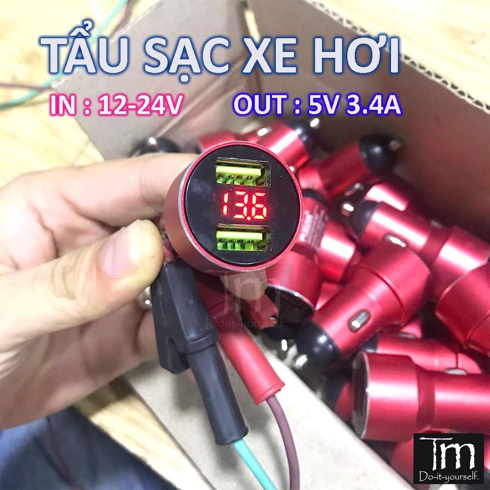 Tẩu Sạc Xe Hơi 5V 3.4A Vào 12-24V Hiển thị Dòng Áp