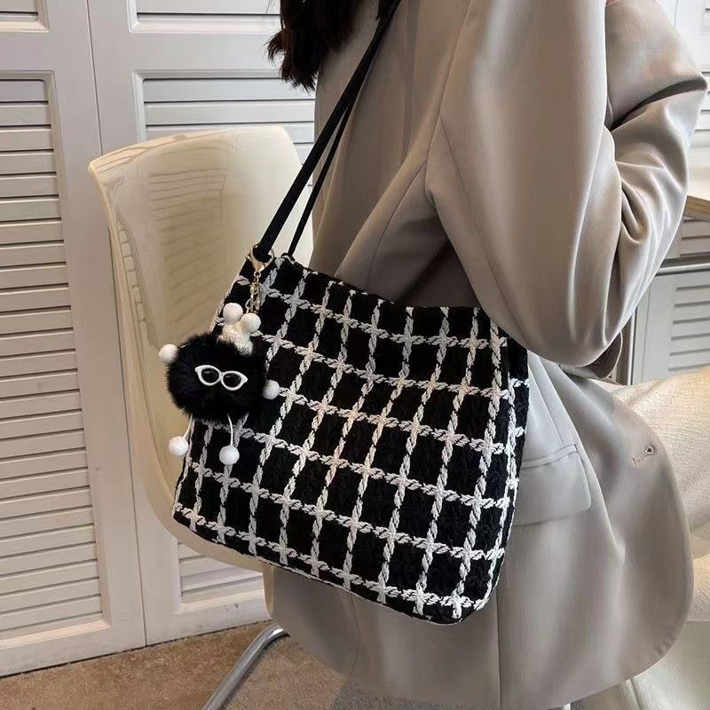 Túi Tote Đeo Vai / Xách Tay Cỡ Lớn Họa Tiết Kẻ Sọc Thời Trang Cao Cấp Cho Nữ 26 * 23