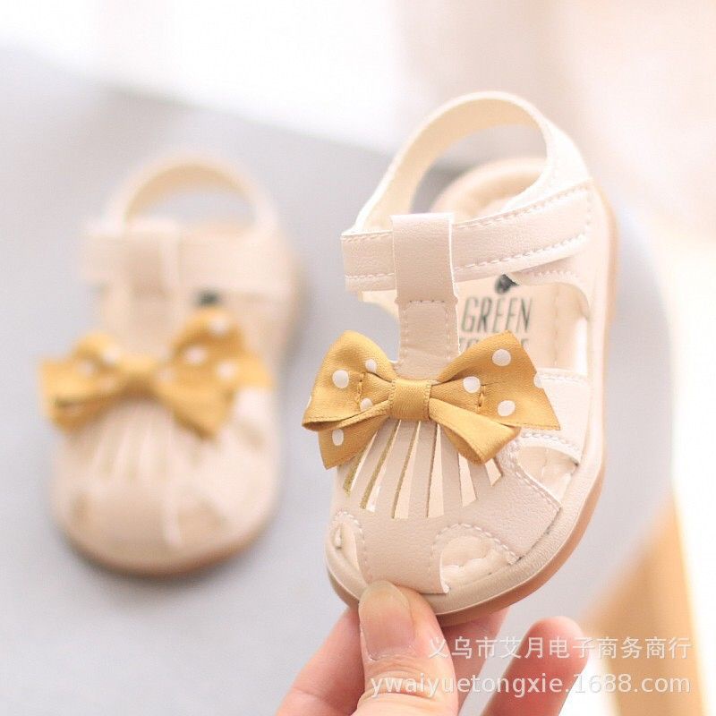 Sandal tập đi bé gái - dép tập đi bé gái nơ lụa xinh xắn