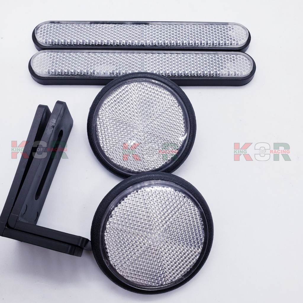 Combo mắt mèo phản quang trước sau kèm pas cao cấp gắn mọi loại xe máy màu trắng