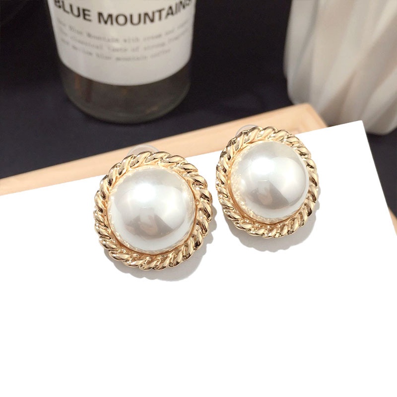 Bông Tai Đính Ngọc Trai Lớn Thanh Lịch Dành Cho Nữ