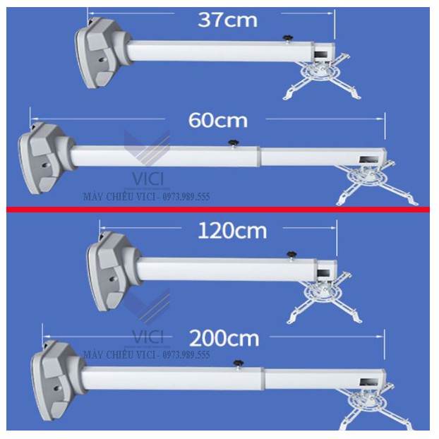 Giá treo máy chiếu gần 120cm. Giá treo chắc chắn, chính hãng, chuyên lắp đặt máy chiếu siêu gần, máy chiếu xem phim