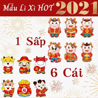 Bao Lì Xì 2021 Tân Sửu Hoạt Hình Chibi Đủ Mẫu Bìa Cứng Chuẩn Loại 1, To Dày và Chắc Chắn (6 mẫu 1 lốc)