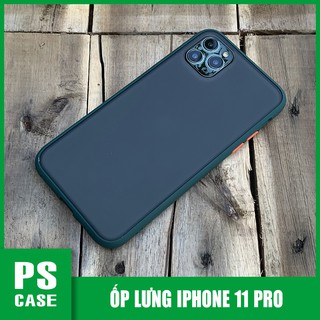 Ốp lưng chống sốc dành cho iPhone 11 Pro nút màu cam - Màu xanh đậm - PS Case Phân Phối
