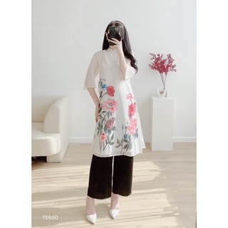 Áo dài  cách tân 4 tà tơ lụa Hàn