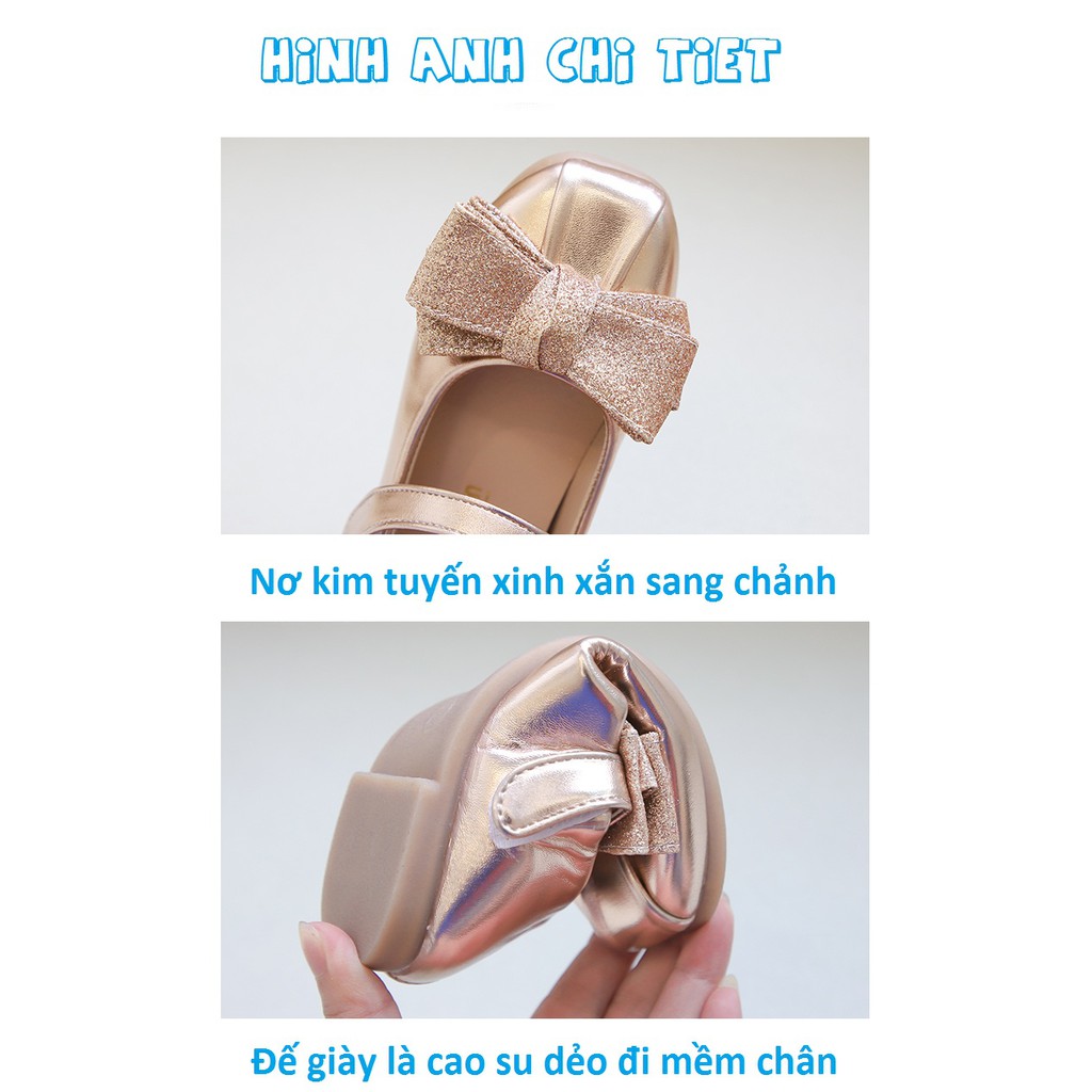 Giày Bé Gái Búp Bê Có Nơ Kim Tuyến Sang Chảnh C14 (Ảnh Thật)
