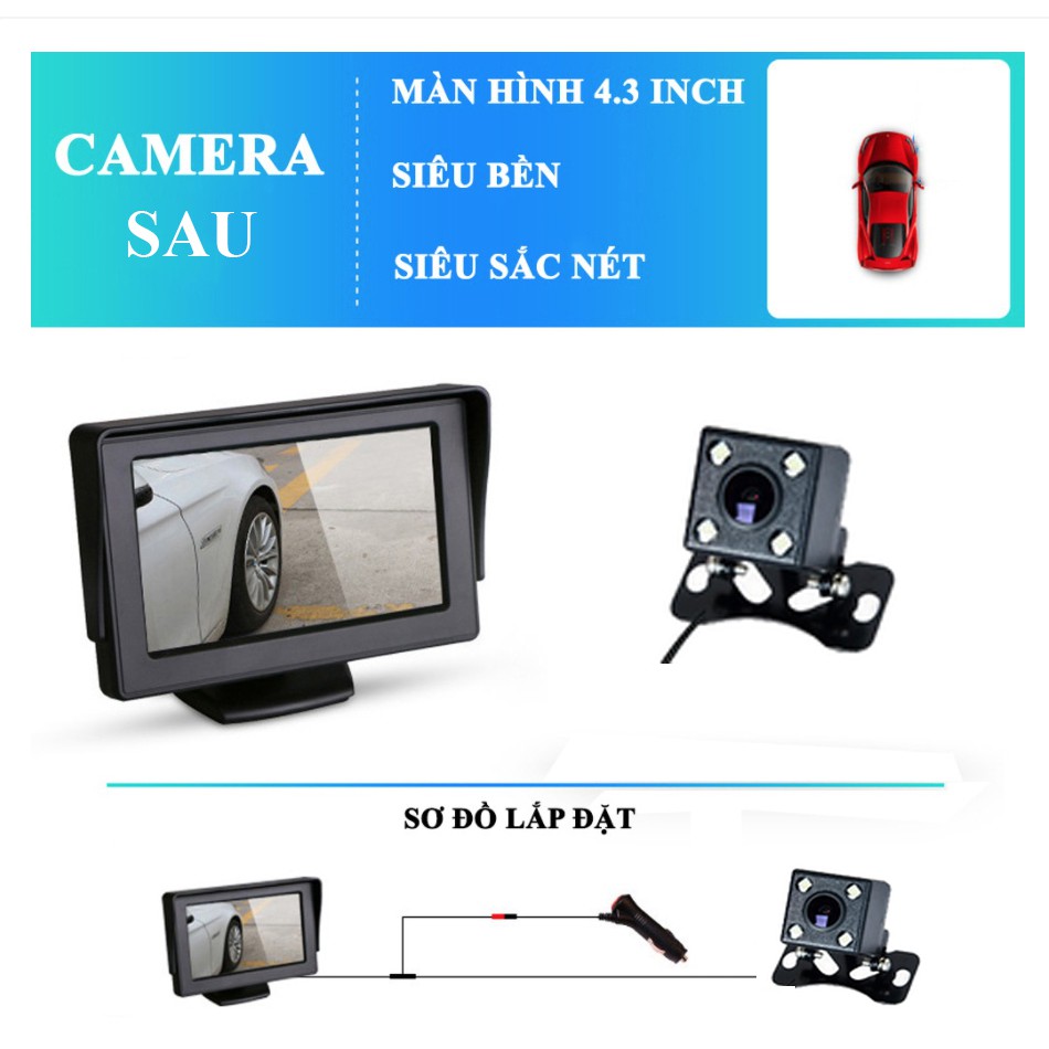 Camera 360 Ô Tô Soi Sau, Màn Hình 4.3 inch Full HD Siêu Nét, Hạn Chế Va Chạm, BH 1 Năm, 1 Đổi 1 Trong 12 Tháng