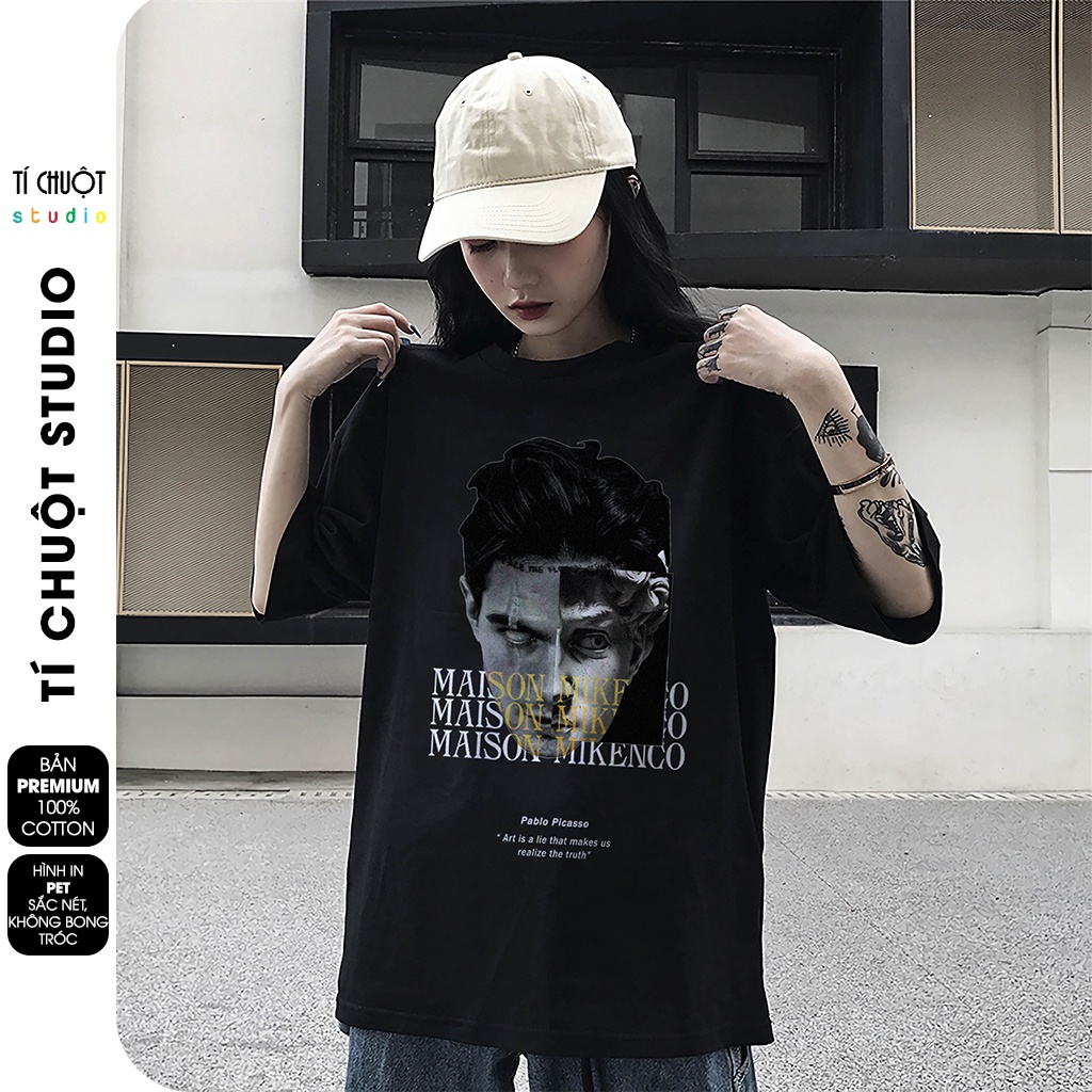 Áo thun Mikenco Pablo nam nữ in hình 5D, áo phông unisex mikenco mặt tượng tay lỡ - Tí Chuột Studio