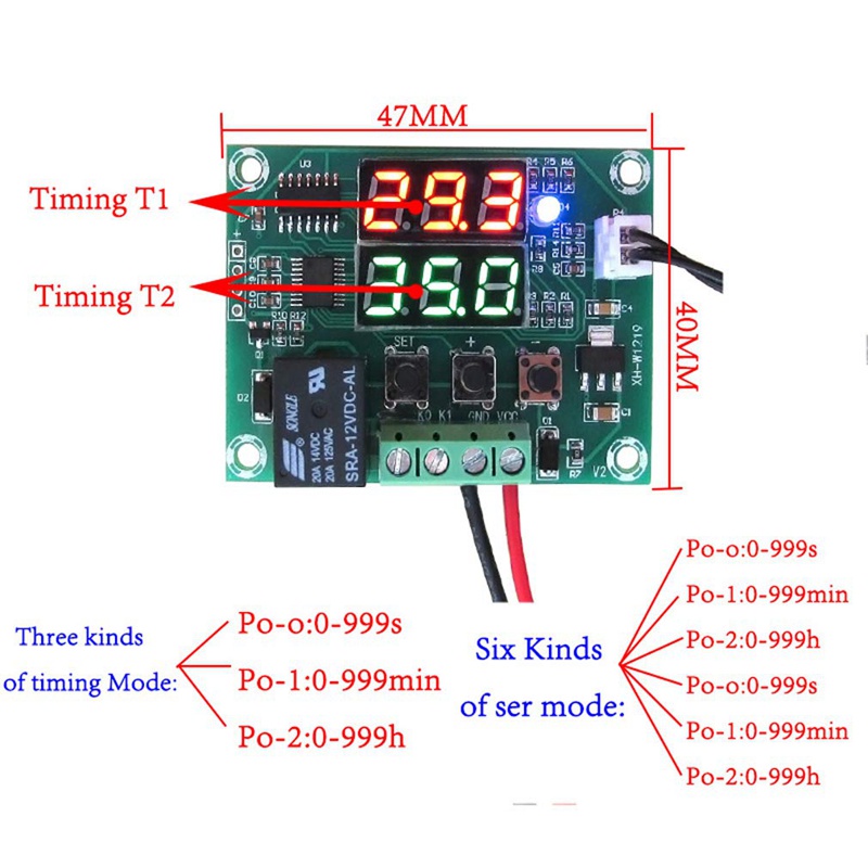 Set 2 Bộ Điều Khiển Nhiệt Độ Màn Hình Led Kép Xh-W1219