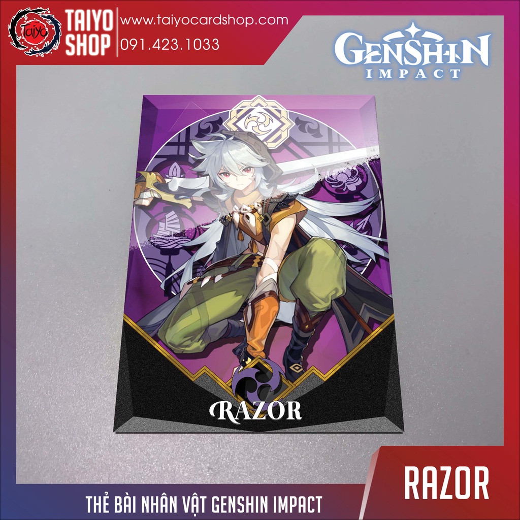 Thẻ bài sưu tầm card custom bánh xốp Genshin Impact Razor