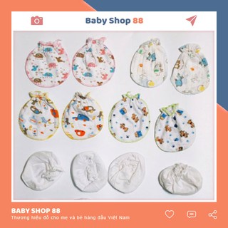 Bộ Bao Tay Bao Chân Cho Bé Vải Cotton Thoáng Khí An Toàn Cho Trẻ Sơ Sinh