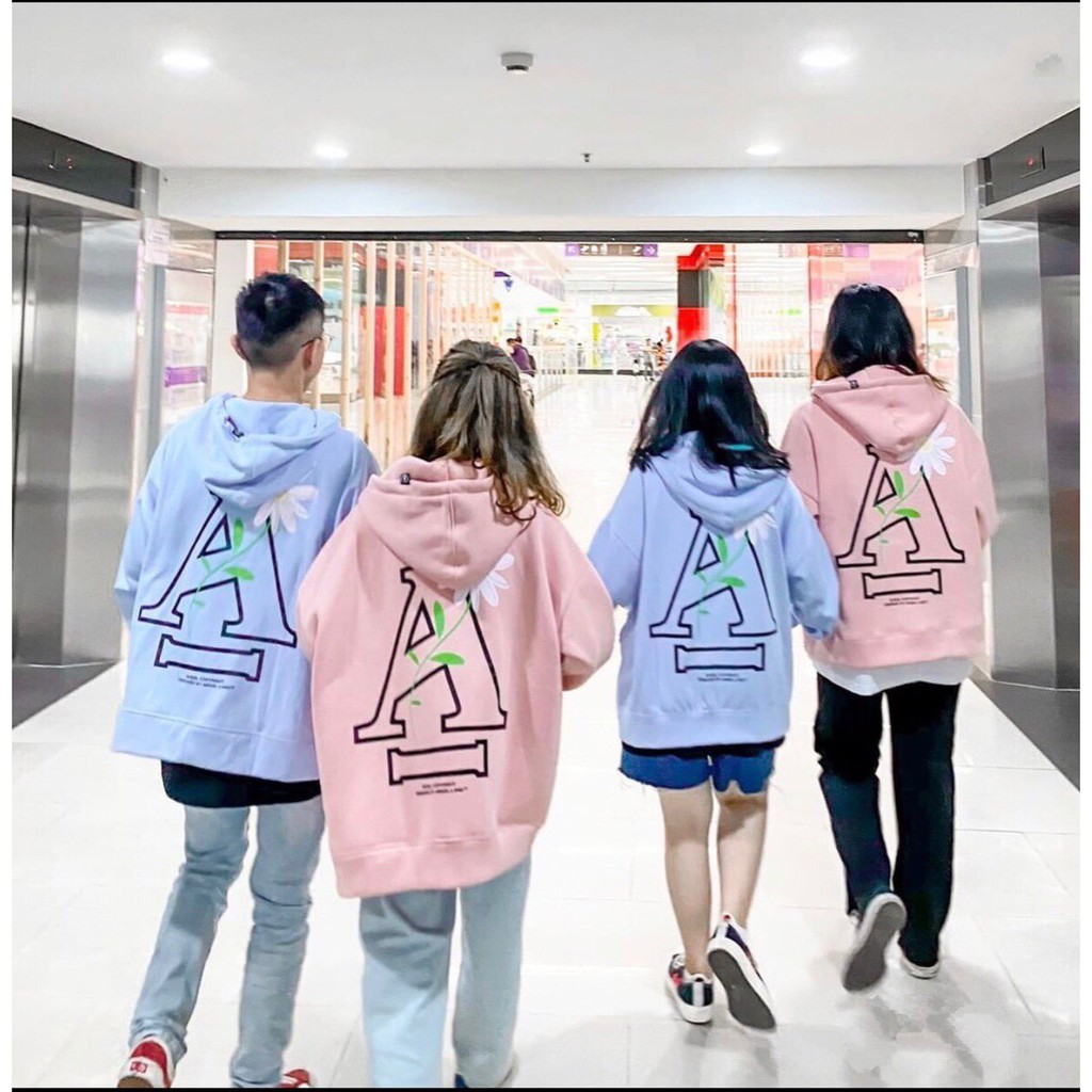 [ Mã FAMAYWA2 giảm 10K đơn 50K] ÁO KHOÁC HOODIE CHỮ A IN LƯNG HOA CÚC XANH HỒNG - ÁO NỈ MŨ ANGEL LAND Couple ULZZANG | BigBuy360 - bigbuy360.vn