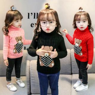 Áo Len gấu cổ cao cho bé