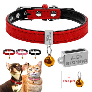 Có Thể Điều Chỉnh Mềm Da Lộn Da Cổ Mèo Cá Tính Tùy Chỉnh Miễn Phí Khắc Cổ Chó Cho Chihuahua XS S Hồng Đỏ Đen