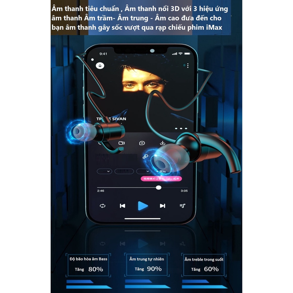 Tai Nghe Bluetooth 5.2 Pin Khủng 1000mAh Sử Dụng Lên Đến 100 Giờ , Hiển Thị Led Báo % Pin Tiện Dụng .