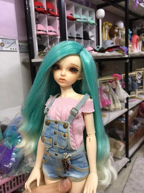 Quần jean yếm búp bê bjd - size 1/4 - minifee