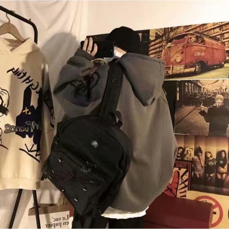 Áo Hoodie Dáng Rộng Phối Nhung Họa Tiết graffiti Phong Cách hip hop Hàn Quốc Thời Trang Thu Đông Cho Nam