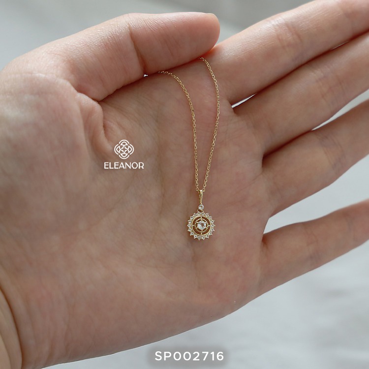 Dây Chuyền Bạc Eleanor Mạ Vàng 14K Mặt Tròn Đính Hạt Siêu Xinh SP02716