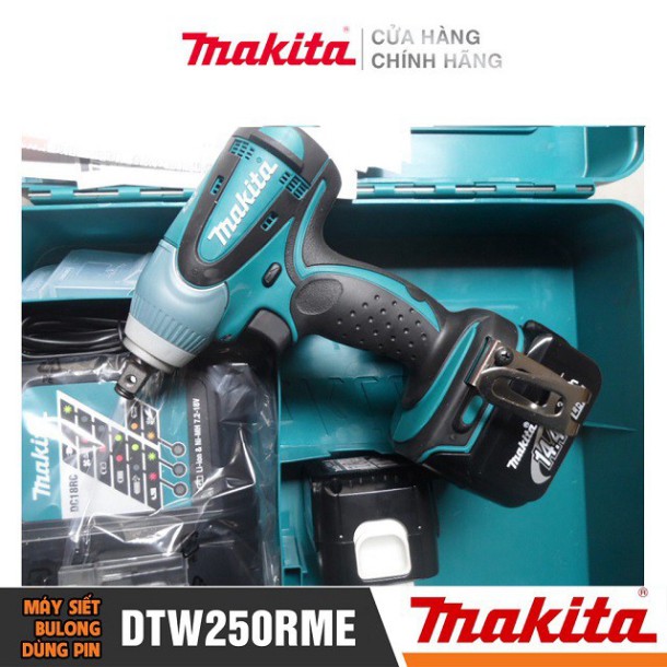 [Chính Hãng] Máy Siết Bu Lông Dùng Pin Makita DTW250RME (14.4V-4.0AH), Bảo Hành Tại Các TTBH Toàn Quốc