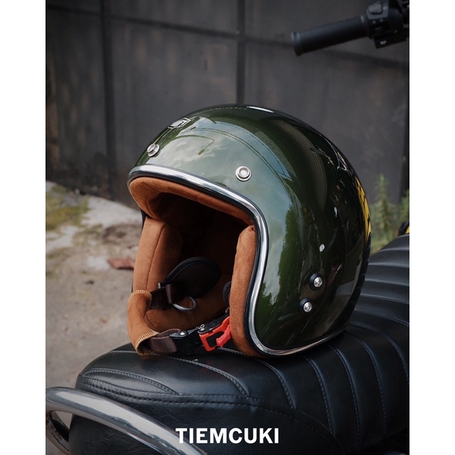 Nón bảo hiểm Kraft Helmet - Green Forest - Vintage Motocycle